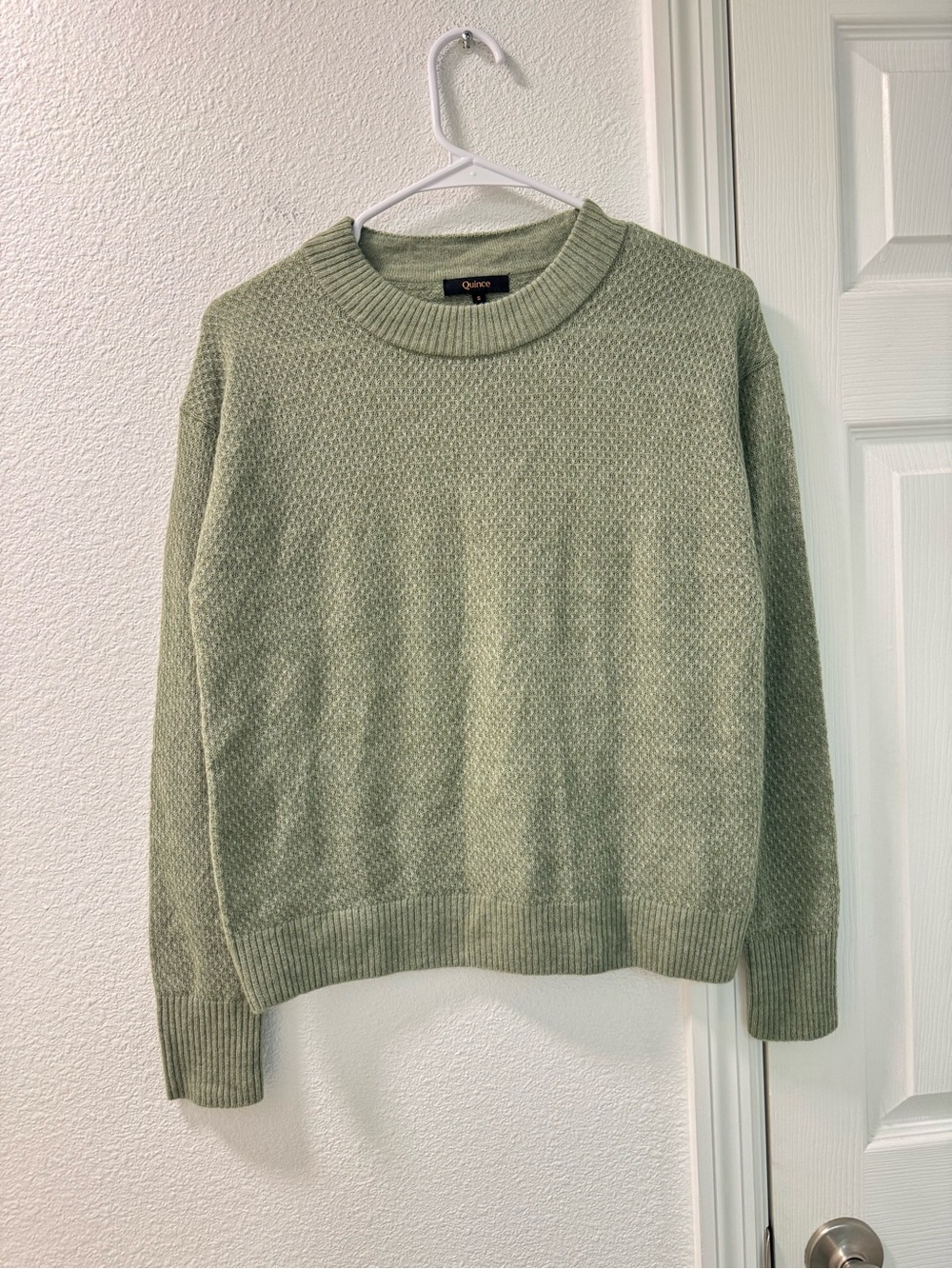 Quince Baby Alpaca-Wool Diamond Stitch Crew longsleeve size small green - Picture 2 of 6